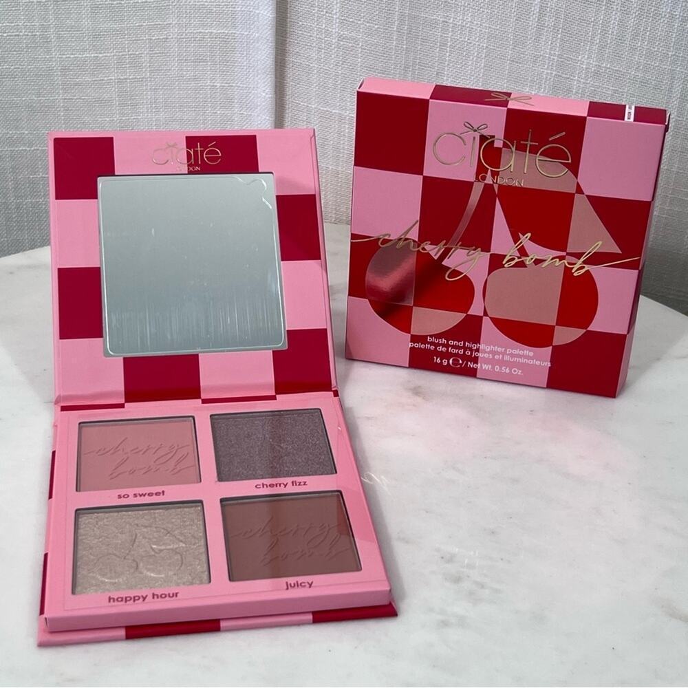Ciate NIB Cherry Bomb Blush &‎ Highlighter Palette 2 Blush 2 Highlighters